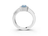 White gold Fancy Blue Emerald  Cut Halo Pave Band Four-Prong Ring_69