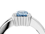 White gold Fancy Blue Emerald  Cut Halo Pave Band Four-Prong Ring_70