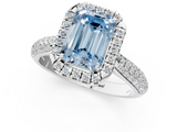 White gold Fancy Blue Emerald  Cut Halo Pave Band Four-Prong Setting Ring_38