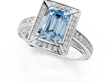 White gold Fancy Blue Emerald  Cut Halo Pave Split Shank Prong Setting Ring_33
