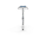 White gold Fancy Blue Emerald  Cut Halo Pave Split Shank Prong Setting Ring_34