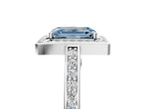 White gold Fancy Blue Emerald  Cut Halo Pave Split Shank Prong Setting Ring_36