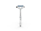 White gold Fancy Blue Emerald Cut Halo Round Diamond Pavé Band with Four-Prong Setting_17