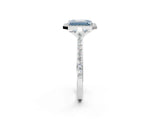 White gold Fancy Blue Emerald Cut Halo Round Diamond Pavé Band with Four-Prong Setting_28