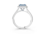 White gold Fancy Blue Emerald Cut Halo Round Diamond Solitaire Engagement Ring with Pave Band and Four-Prong Setting_27