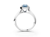 White gold Fancy Blue Emerald  Cut Halo Solitaire Engagement Ring with Square Band and Four-Prong Setting_140