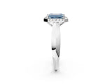 White gold Fancy Blue Emerald  Cut Halo Solitaire Engagement Ring with Square Band and Four-Prong Setting_14
