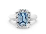 White gold Fancy Blue Emerald  Cut Halo Solitaire Engagement Ring with Square Band and Four-Prong Setting_84