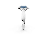 White gold Fancy Blue Emerald  Cut Halo Solitaire Engagement Ring with Square Band and Four-Prong Setting_86