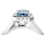 White gold Fancy Blue Emerald  Cut Halo Solitaire Engagement Ring with Square Band and Four-Prong Setting_88