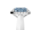White gold Fancy Blue Emerald  Cut Halo Solitaire Engagement Ring with Square Band and Four-Prong Setting_89