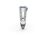 White gold Fancy Blue Emerald  Cut Halo Split Shank Diamond Ring with Four-Prong Setting_47