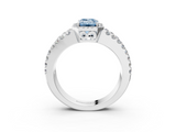 White gold Fancy Blue Emerald  Cut Halo Split Shank Diamond Ring with Four-Prong Setting_48