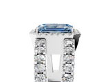 White gold Fancy Blue Emerald  Cut Halo Split Shank Diamond Ring with Four-Prong Setting_50