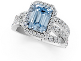 White gold Fancy Blue Emerald  Cut Halo Split Shank Prong Setting Ring_62