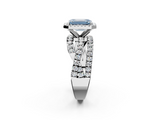 White gold Fancy Blue Emerald  Cut Halo Split Shank Prong Setting Ring_63