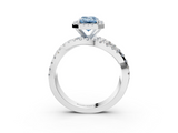White gold Fancy Blue Emerald  Cut Halo Split Shank Prong Setting Ring_64