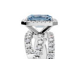 White gold Fancy Blue Emerald  Cut Halo Split Shank Prong Setting Ring_66