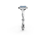 White gold Fancy Blue Emerald  Cut Halo Twisted Band Four-Prong Ring_22