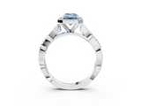 White gold Fancy Blue Emerald  Cut Halo Twisted Band Four-Prong Ring_23