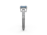 White gold Fancy Blue Emerald  Cut Milgrain Channel Set Engagement Ring with Solitaire Prong Setting_81