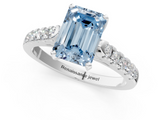 White gold Fancy Blue Emerald  Cut Pavé Band Solitaire Ring with Four-Prong Setting_60