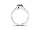 White gold Fancy Blue Emerald  Cut Pavé Band Solitaire Ring with Four-Prong Setting_61