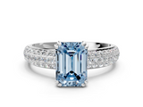 White gold Fancy Blue Emerald  Cut Pave Diamond Engagement Ring with Channel Set Band and Four-Prong Setting_20