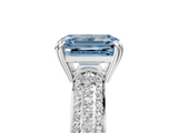 White gold Fancy Blue Emerald  Cut Pave Diamond Engagement Ring with Channel Set Band and Four-Prong Setting_25