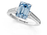 White gold Fancy Blue Emerald Cut Solitaire Cathedral Diamond Engagement Ring with Channel-Set Band and Four-Prong Setting_16
