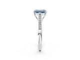White gold Fancy Blue Emerald Cut Solitaire Cathedral Diamond Engagement Ring with Channel-Set Band and Four-Prong Setting_17