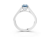 White gold Fancy Blue Emerald Cut Solitaire Cathedral Diamond Engagement Ring with Channel-Set Band and Four-Prong Setting_18