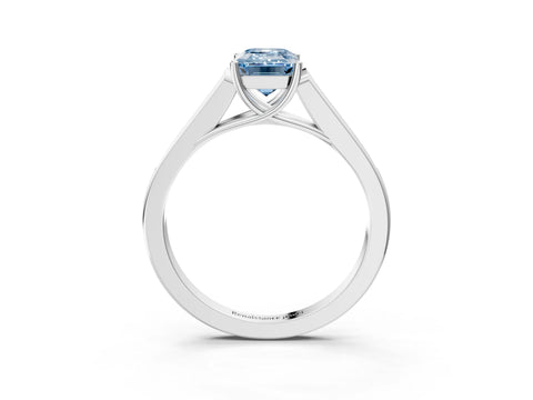 White gold Fancy Blue Emerald Cut Solitaire Cathedral Diamond Engagement Ring with Channel-Set Band and Four-Prong Setting_18