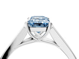 White gold Fancy Blue Emerald Cut Solitaire Cathedral Diamond Engagement Ring with Channel-Set Band and Four-Prong Setting_19