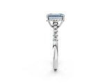 White gold Fancy Blue Emerald Cut Solitaire Diamond Engagement Ring with Pavé Band and Six-Prong Setting_14