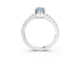 White gold Fancy Blue Emerald Cut Solitaire Diamond Engagement Ring with Pavé Band and Six-Prong Setting_15