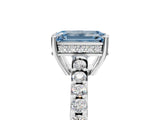 White gold Fancy Blue Emerald Cut Solitaire Diamond Engagement Ring with Pavé Band and Six-Prong Setting_17