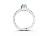 White gold Fancy Blue Emerald Cut Solitaire Diamond Engagement Ring with Pavé Band and Six-Prong Setting_27