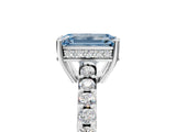 White gold Fancy Blue Emerald Cut Solitaire Diamond Engagement Ring with Pavé Band and Six-Prong Setting_29