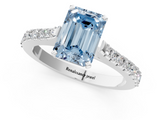 White gold Fancy Blue Emerald  Cut Solitaire Diamond Engagement Ring with Pave Band and Four-Prong Setting_183