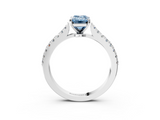 White gold Fancy Blue Emerald  Cut Solitaire Diamond Engagement Ring with Pave Band and Four-Prong Setting_185