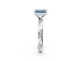 White gold Fancy Blue Emerald Cut Solitaire Diamond Engagement Ring with Twisted Pave Band and Four-Prong Setting_21