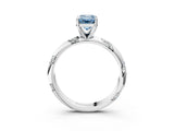White gold Fancy Blue Emerald Cut Solitaire Diamond Engagement Ring with Twisted Pave Band and Four-Prong Setting_22