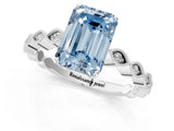 White gold Fancy Blue Emerald Cut Solitaire Diamond Ring with Infinity Twist Band and Four-Prong Setting_1