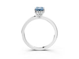 White gold Fancy Blue Emerald Cut Solitaire Diamond Ring with Prong Setting and Plain Band_15