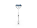 White gold Fancy Blue Emerald Cut Solitaire Diamond Ring with Six-Prong Setting and Classic Band_266