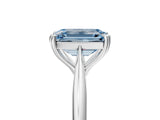 White gold Fancy Blue Emerald Cut Solitaire Diamond Ring with Six-Prong Setting and Classic Band_269