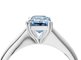 White gold Fancy Blue Emerald Cut Solitaire Diamond Ring with Six-Prong Setting and Classic Band_29