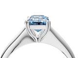 White gold Fancy Blue Emerald Cut Solitaire Diamond Ring with Six-Prong Setting and Classic Band_48
