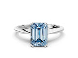 White gold Fancy Blue Emerald Cut Solitaire Diamond Ring with Six-Prong Setting and Classic Band_50